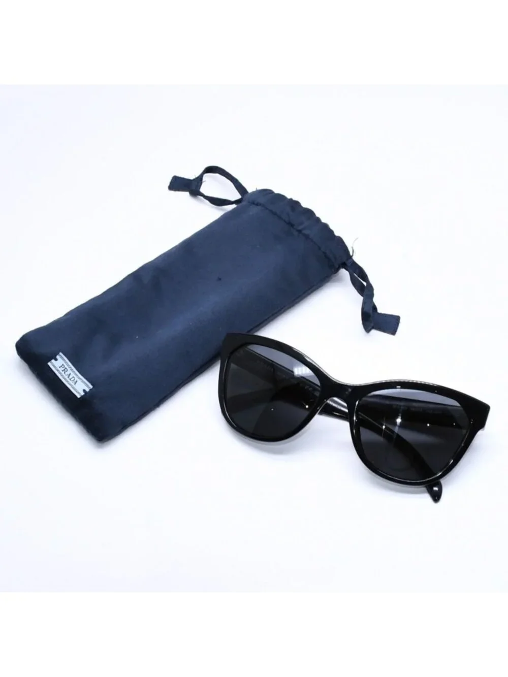 Prada Sunglasses Eyewear Cat Eye 19 Black Silver Logo